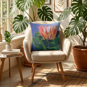 Bold King Protea   Hand-Painted Floral Art Throw Pillow