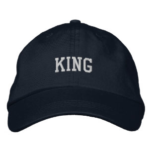 Bold KING Text Embroidered Adjustable Navy-Hat Baseball Cap
