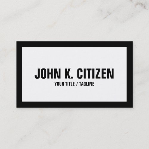 Bold large text white / black border business card
