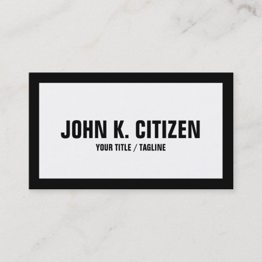 Customizable Bold large text white / black border business card