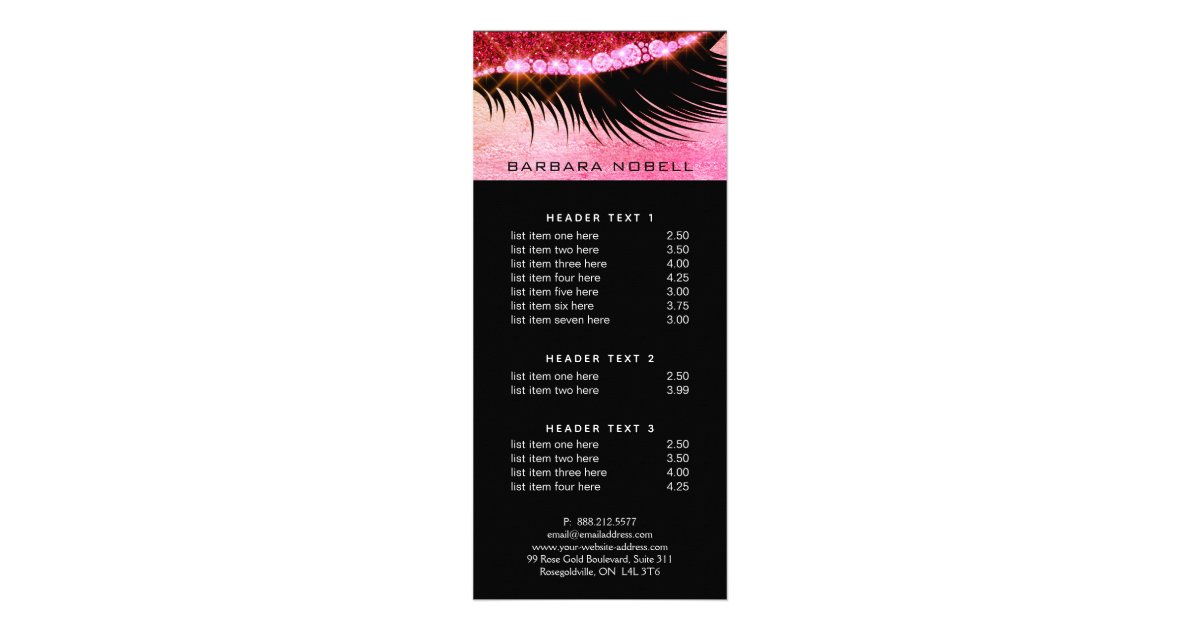 Bold Lashes Lash Makeup Service Menu Pink Zazzle Com