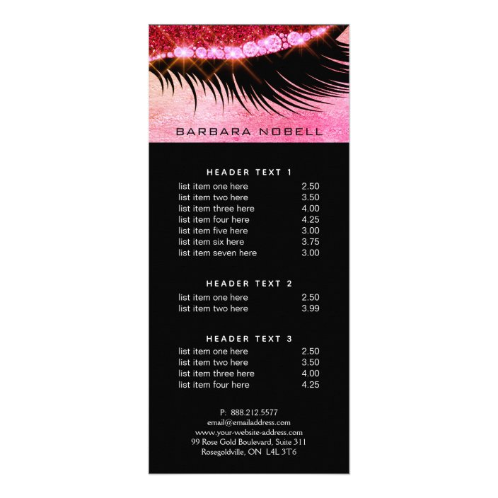 Bold Lashes Lash Makeup Service Menu Pink Zazzle Com