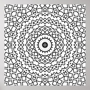 Bold Lattice Star Mandala Pattern Coloring Art Poster