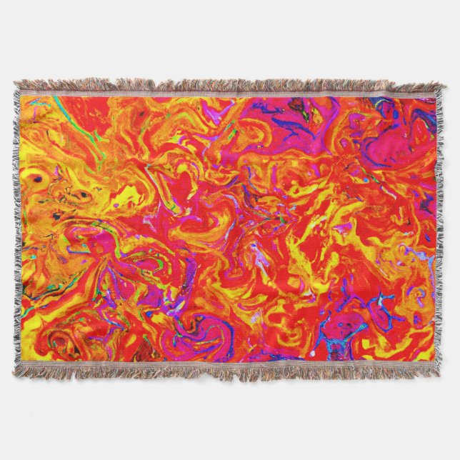 Bold Lava Colors Abstract Design Throw Blanket (Front)