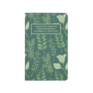 Bold Leaves Green Personalized Pocket Journal