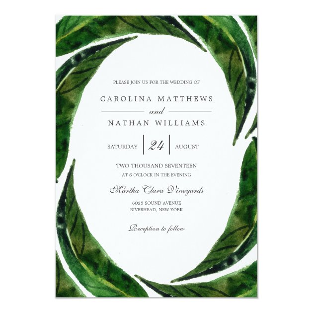 Bold Leaves Wedding Invitation | Dark