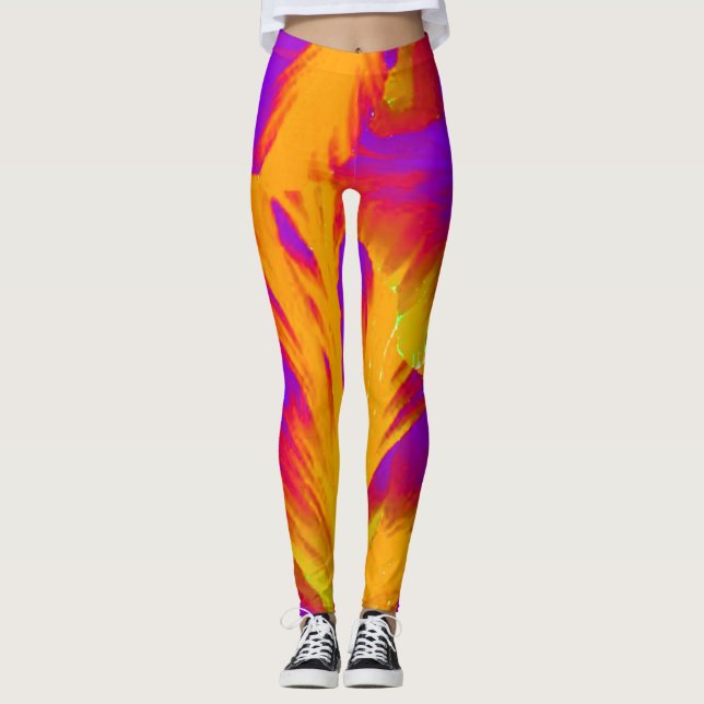 Bold Leggings Orange and Purple Workout in Style (Front)
