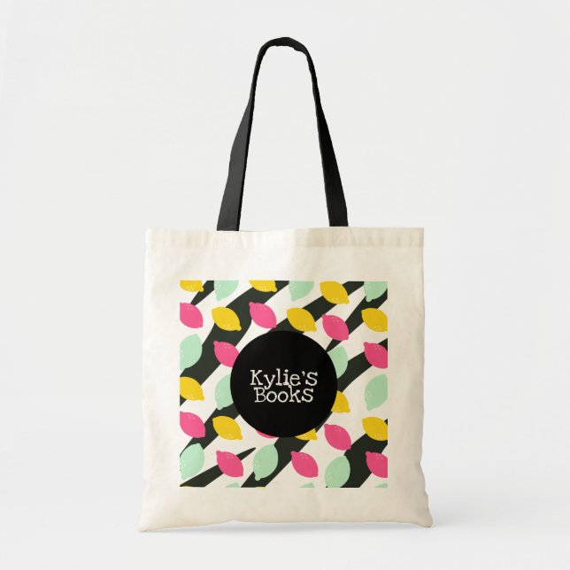 Bold Lemonade Lemons Limes Library Books Tote Bag (Front)