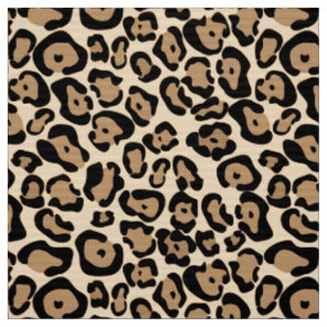 Bold Leopard Print Fabric Tan Black & Brown