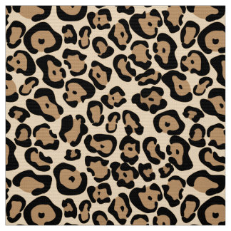 Bold Leopard Print Fabric Tan Black & Brown