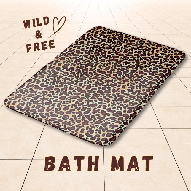 Bold Leopard Print Pattern Brown Black Tan Spot -  Bath Mat (Creator Uploaded)