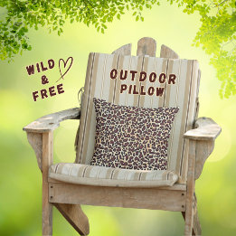 Bold Leopard Print Pattern Brown Black Tan Spot -  Outdoor Pillow