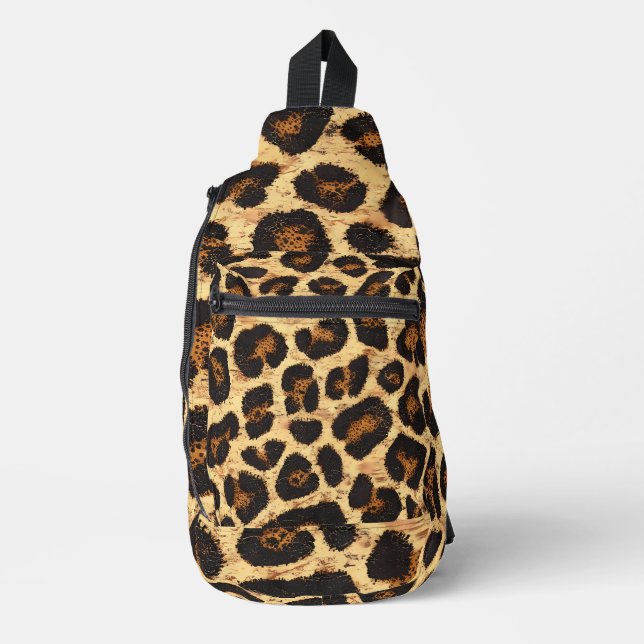 Bold Leopard Print Sling Backpack Bag (Front)