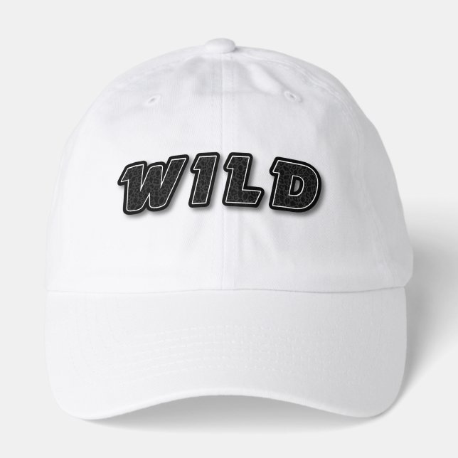 Bold Leopard Print WILD Typography Hat (Front)
