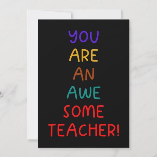 Bold Lettering Awesome Teacher Greeting Card