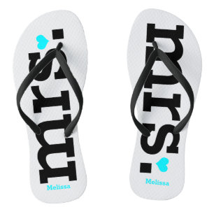 Bold Lettering (blue) Bride Flip Flops