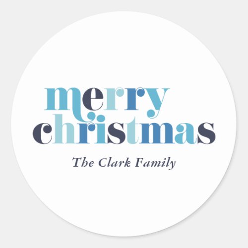 Bold Lettering Merry Christmas  Classic Round Sticker