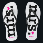 Bold Lettering (pink) Bride Flip Flops<br><div class="desc">Fun,  custom wedding flip flops</div>