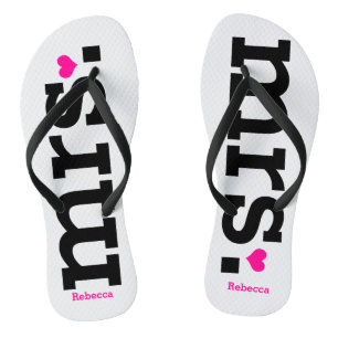 Bold Lettering (pink) Bride Flip Flops