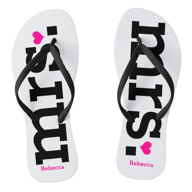 Bold Lettering (pink) Bride Flip Flops (Footbed)