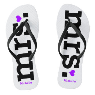 Bold Lettering (purple) Bride Flip Flops