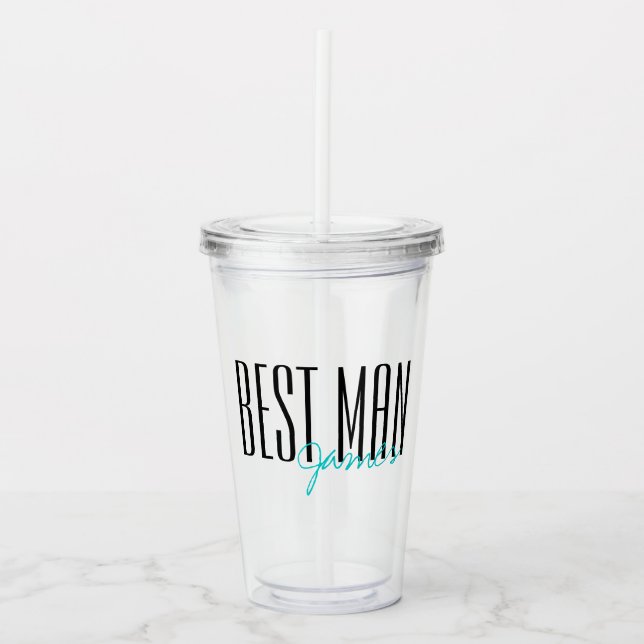Bold Letters "Best Man" Personalized Wedding Party Acrylic Tumbler (Front)