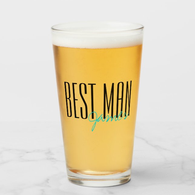 Bold Letters "Best Man" Personalized Wedding Party Glass (Front Filled)