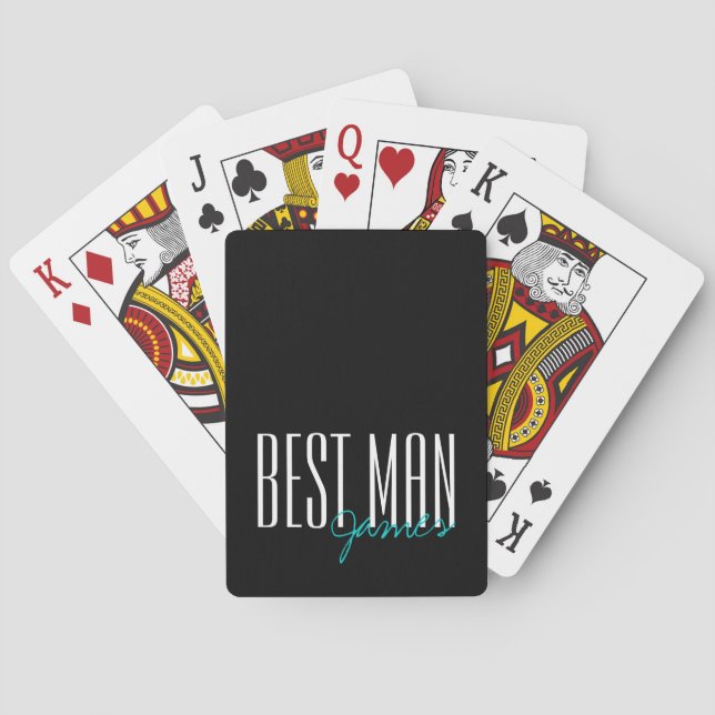 Bold Letters "Best Man" Personalized Wedding Party Poker Cards (Back)