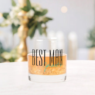 Bold Letters "Best Man" Personalized Wedding Party Whiskey Glass