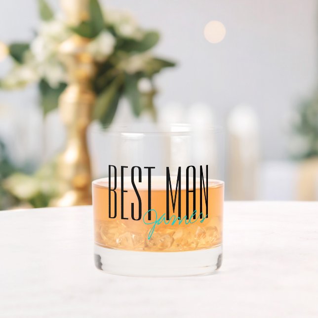 Bold Letters "Best Man" Personalized Wedding Party Whiskey Glass (Insitu (Wedding))