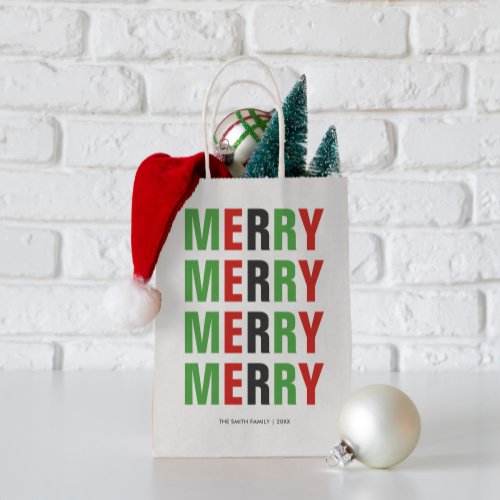 Bold Letters Festive Merry Christmas Small Gift Bag