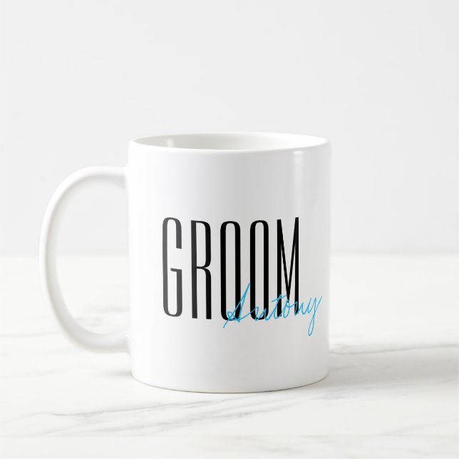 Bold Letters "Groom" Personalized Wedding Coffee Mug (Left)