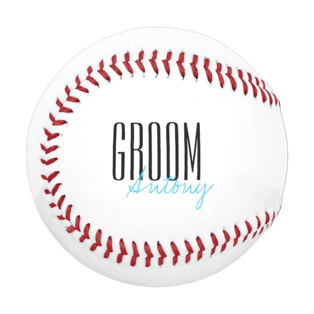 Bold Letters "Groom" Personalized Wedding Party Baseball (Front Left)