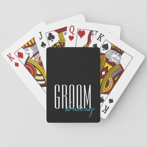 Bold Letters Groom Personalized Wedding Party Poker Cards