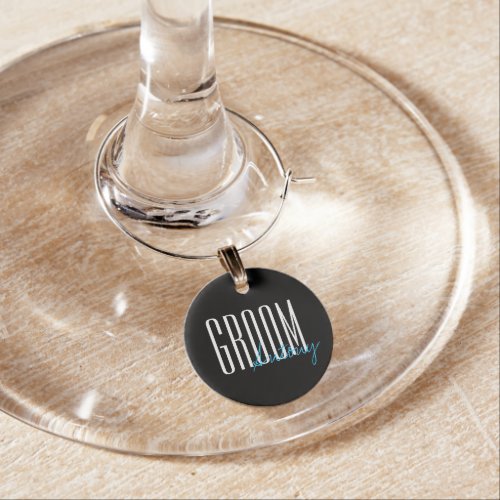 Bold Letters Groom Personalized Wedding Party Wine Charm