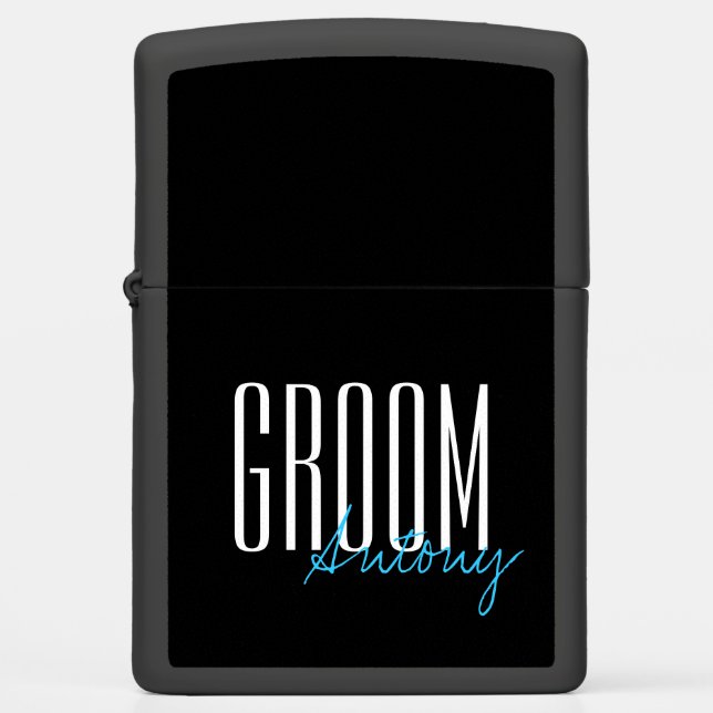 Bold Letters "Groom" Personalized Zippo Lighter (Front)
