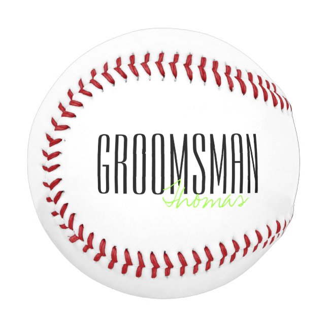 Bold Letters "Groomsman" Custom Wedding Party Baseball (Front Left)
