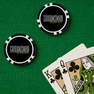 Bold Letters "Groomsman" Custom Wedding Party Poker Chips