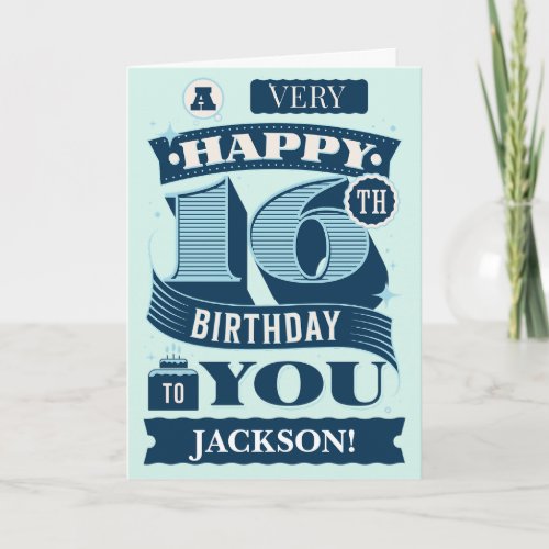 Bold Letters Happy 16th Birthday Card