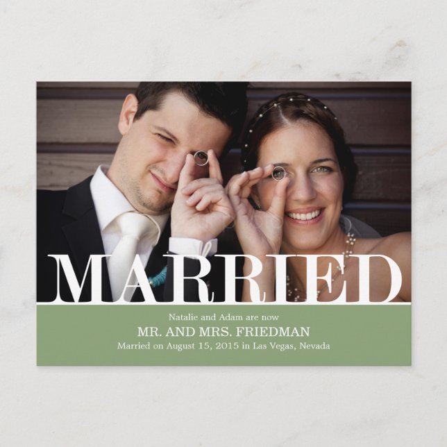 Bold Letters Wedding Announcement Postcard (Front)