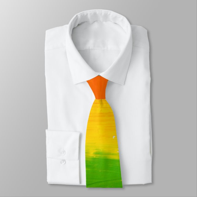 Bold LGBT Pride Rainbow Necktie – Oil Paint Style  (Tied)