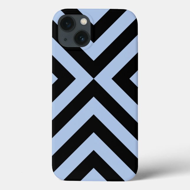 Bold Light Blue and Black Chevrons Case-Mate iPhone Case (Back)