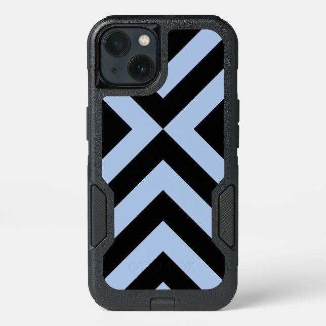 Bold Light Blue and Black Chevrons Otterbox iPhone Case (Back)