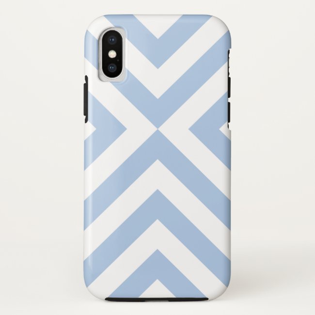 Bold Light Blue and White Chevrons iPhone X Case