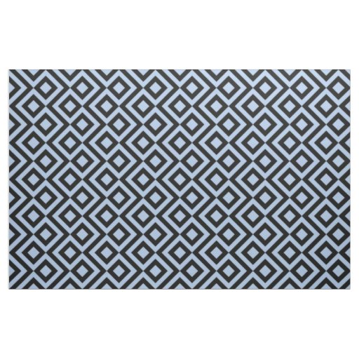 Bold Light Blue & Black Meander Geometric Pattern Fabric