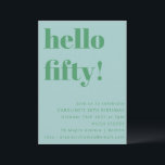 Bold Light Blue Cute Simple Modern 50th Birthday Invitation<br><div class="desc">Bold Light Blue Green Cute Simple Modern 50th Birthday Invitation</div>