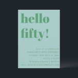 Bold Light Blue Cute Simple Modern 50th Birthday Invitation<br><div class="desc">Bold Light Blue Green Cute Simple Modern 50th Birthday Invitation</div>