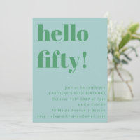 Bold Light Blue Cute Simple Modern 50th Birthday