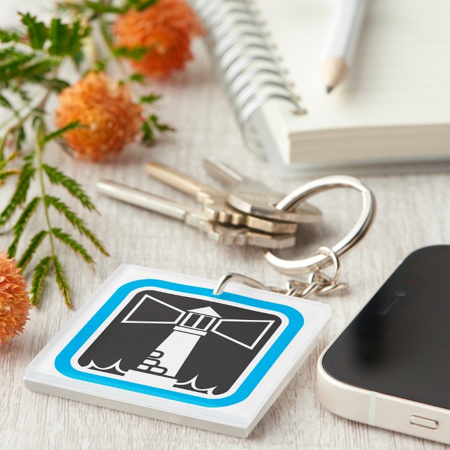 Bold Lighthouse Beacon with Ocean Waves Icon  Keychain (Creator Uploaded)