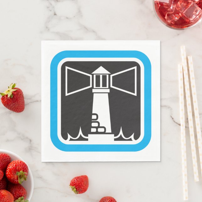 Bold Lighthouse Beacon with Ocean Waves Icon  Napkins (Insitu)